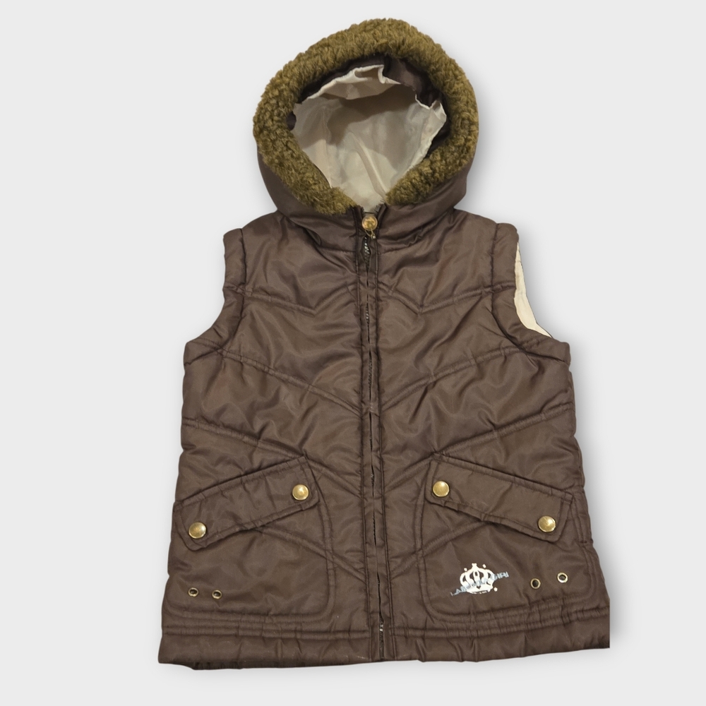 Brown Hooded Kids Vest